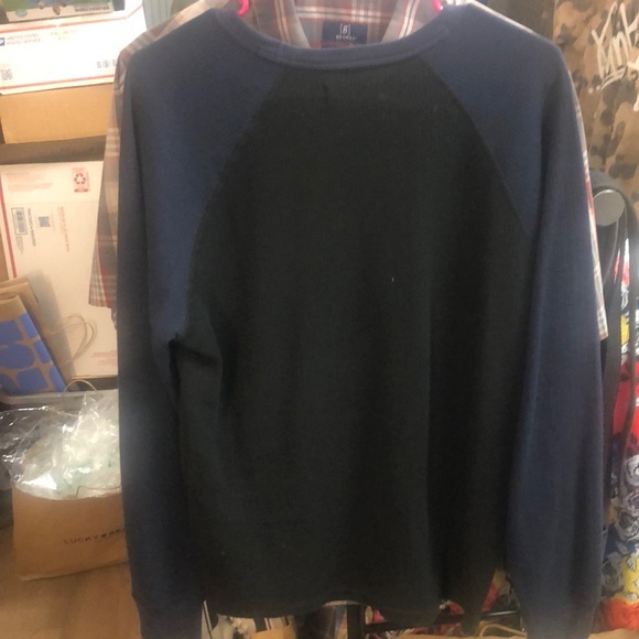 Lucky Brand Navy and Black Thermal Raglan Sweatshirt - Picture 4 of 5